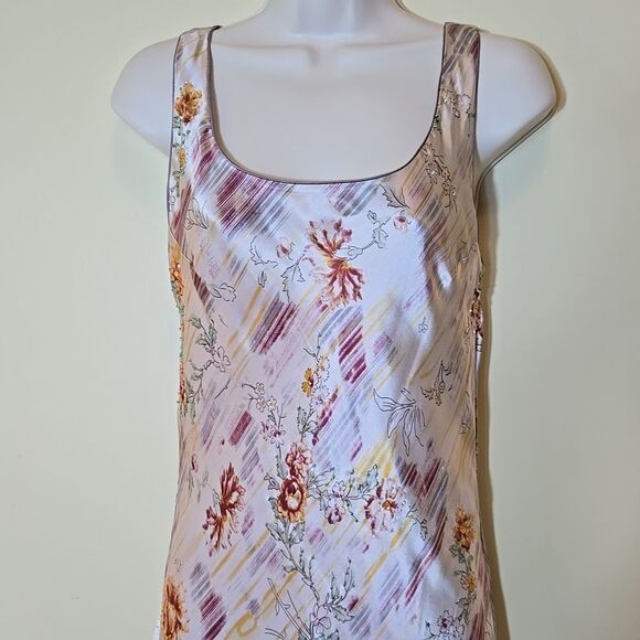 Vintage Lapis Y2K Fairy Silk Dress Size Large Beaded Asymetric Floral Midi Max - Picture 2 of 16